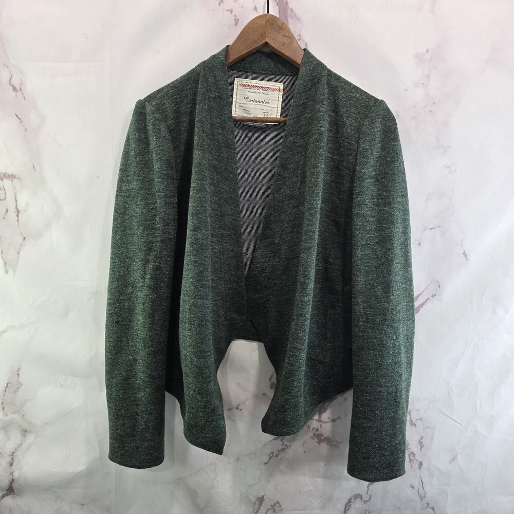 Anthropologie Blazer Women Small Dark Green Open Jacket Cartonnier Unstructured